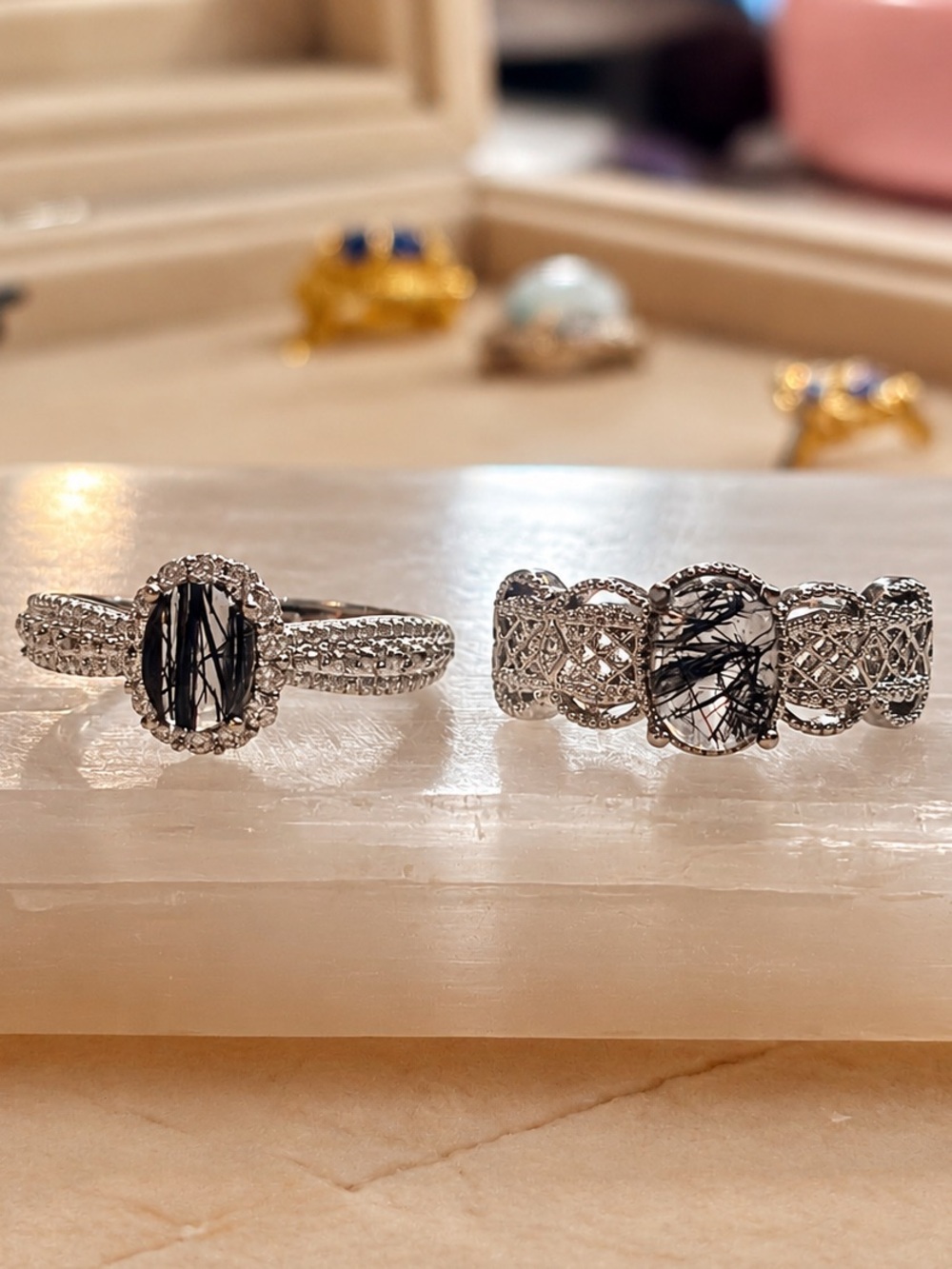 Pick 1 | Tourmalinated Quartz Rings | Natural Black Inclusions